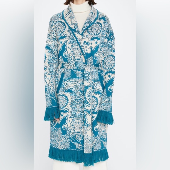 LA DoubleJ Sweaters - La Double J Boudoir Jacquard Fringe-Trim Jacket/Sweater SZ XS